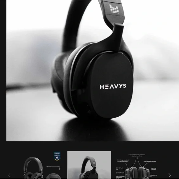 Heavys Black Over-Ear Headphones - Picture 4 of 9